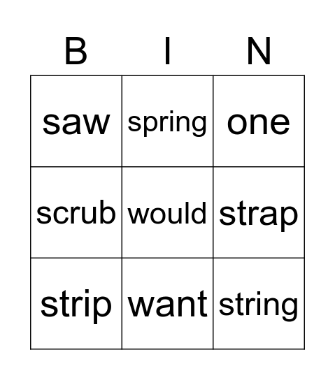 GR3 str words 11-22 Bingo Card