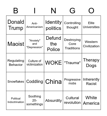 Wall Street Journal Op-Ed Buzzwords Bingo Card