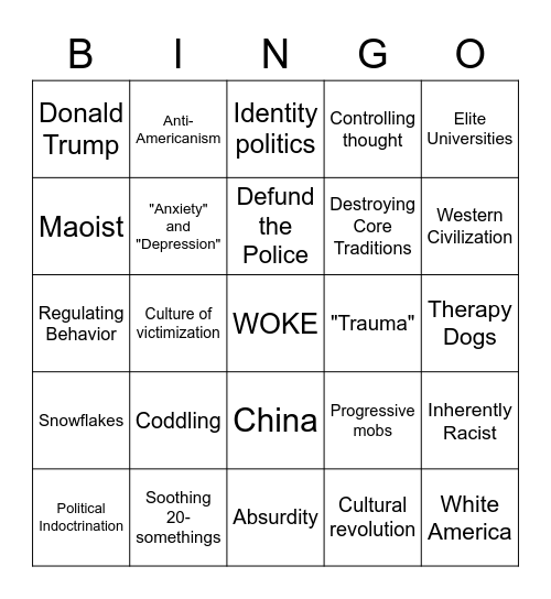 Wall Street Journal Op-Ed Buzzwords Bingo Card