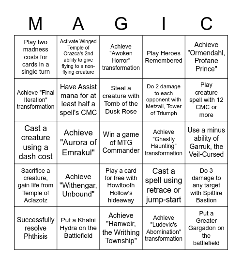 CoG Bingo Card