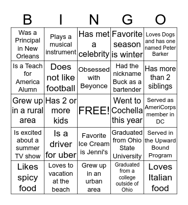 Diplomas Now Columbus  End of Year Team Celebration Bingo Card