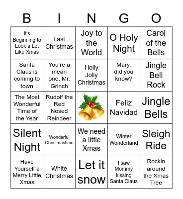 🎄 Holiday "Name that Tune" BINGO 🎁 Bingo Card