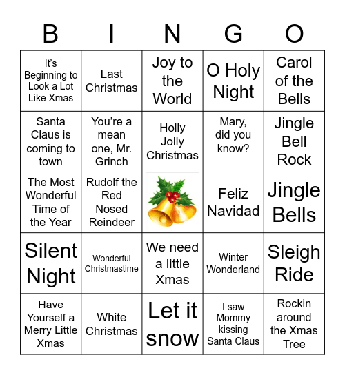 🎄 Holiday "Name that Tune" BINGO 🎁 Bingo Card