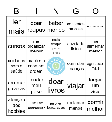 Planejamento 2021 - Vida Organizada Bingo Card