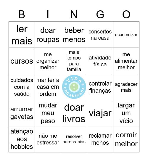 Planejamento 2021 - Vida Organizada Bingo Card