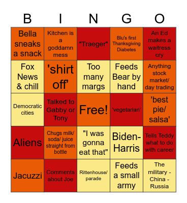 Thanksgiving Bingo Card