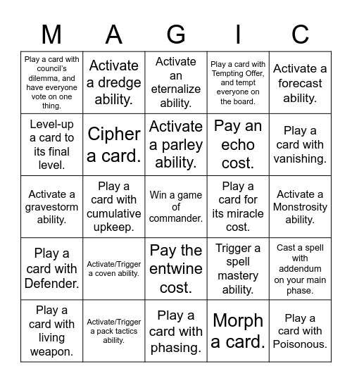 Abilities! Bingo Card