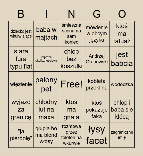 polskie zwiastuny Bingo Card