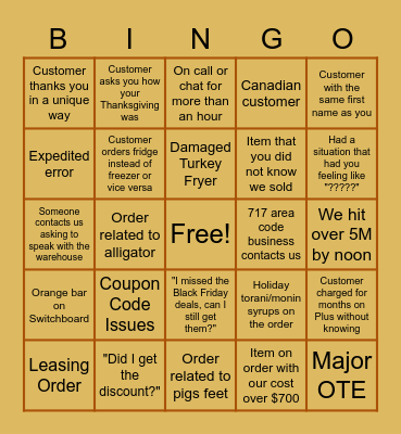 Cyber Monday Bingo Card