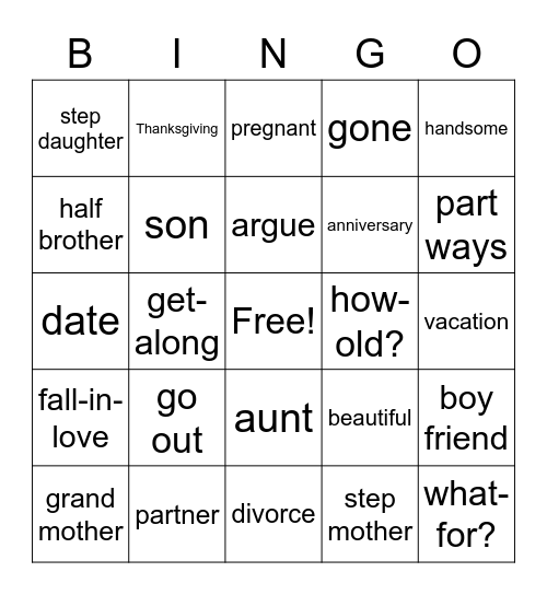 SN UNIT 4 Bingo Card