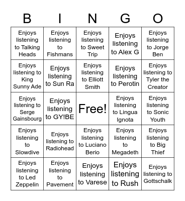 Char Bingo Card