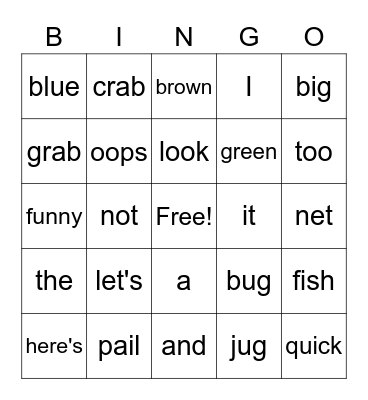 Let's Grab It!          Bingo game Bingo Card