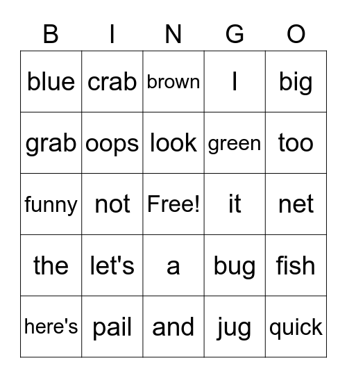 Let's Grab It!          Bingo game Bingo Card