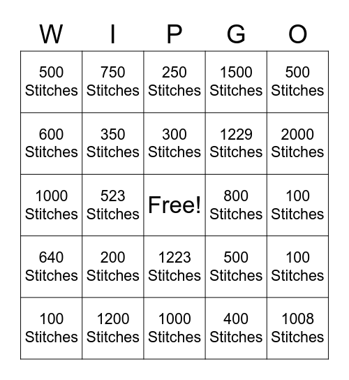 WIPGO Bingo Card