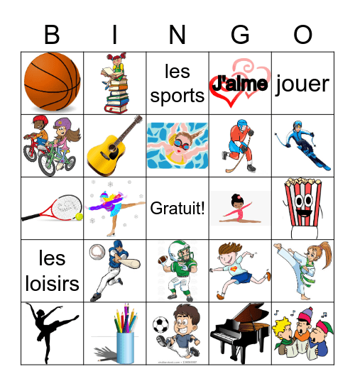 Les sports et les loisirs Bingo Card