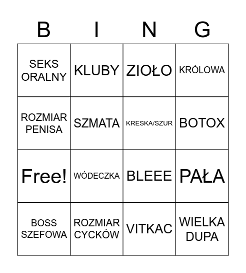 OLIWKA BRAZIL Bingo Card