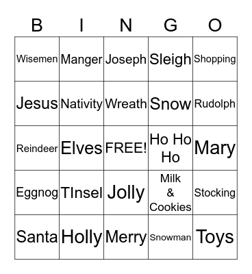 Christmas Bingo Card