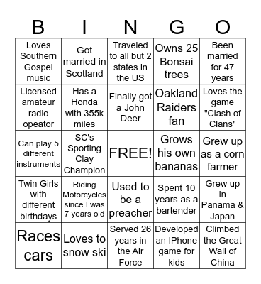 Aramark's Executional Framework Bingo Card