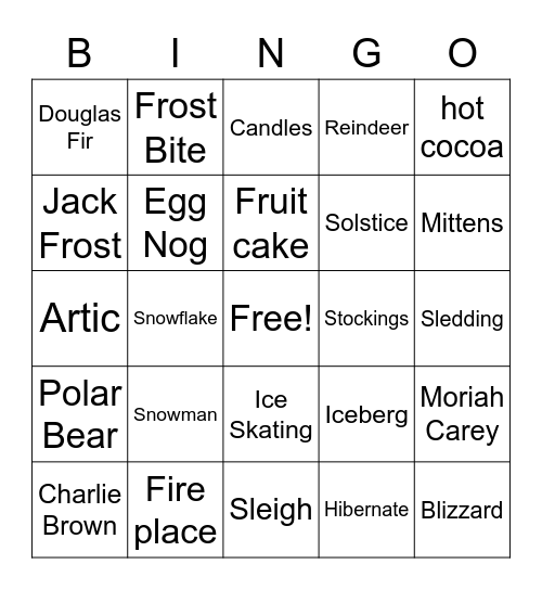 Winter Bingo! Bingo Card