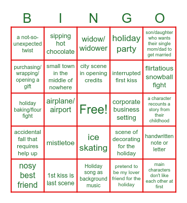 Holiday Movie Bingo Card