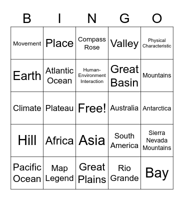 Social Studies 6Co Bingo Card