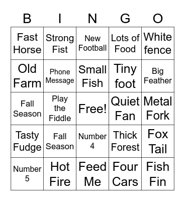 Initial F Phrases Bingo Card