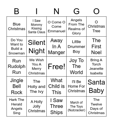 Christmas Songs BINGO Card