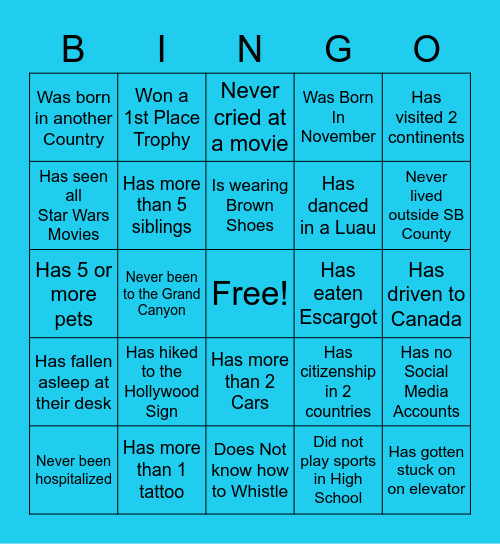 WDD All Staff Bingo Card