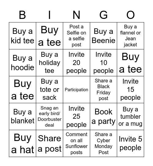 Tee Shirt Slinger of Michigan Bingo Card