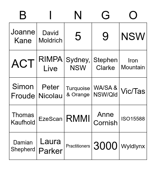 RIMPA Bingo Card