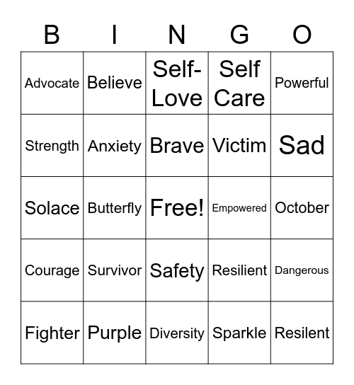 Support Group Bingo Card