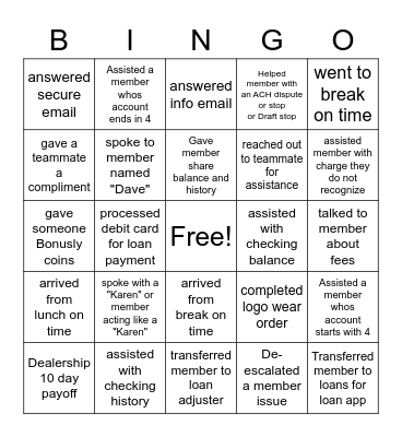 Call Center 11/26/21 Bingo Card