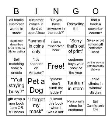 Kids Store Bingo Card