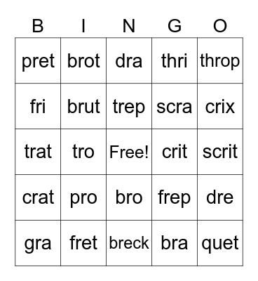 Open/Closed Bingo Card