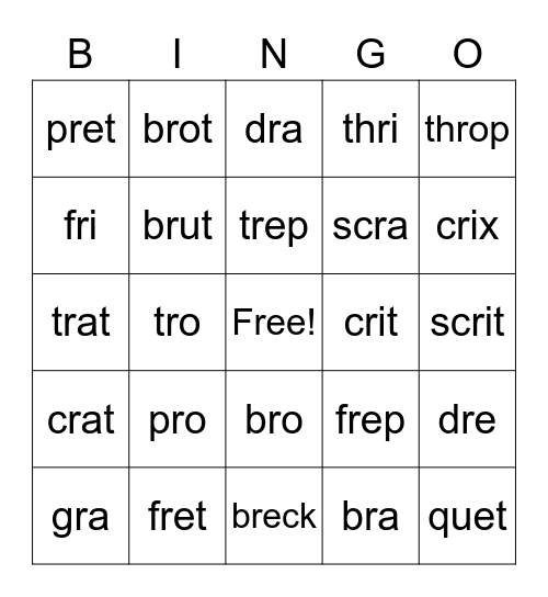 Open/Closed Bingo Card