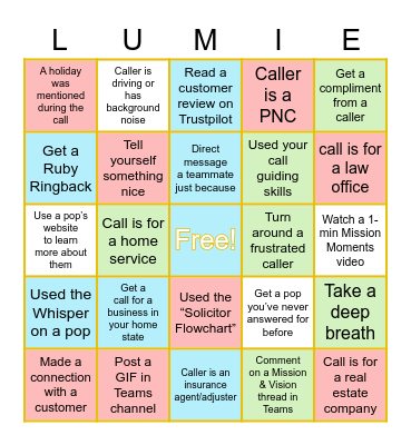Luminous December Bingo! Bingo Card