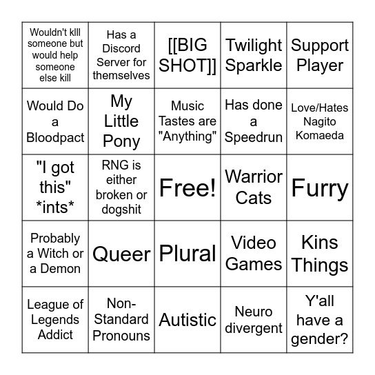 Lunar Bingo Card