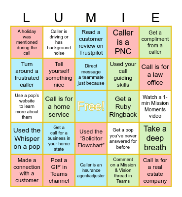 Luminous December Bingo! Bingo Card