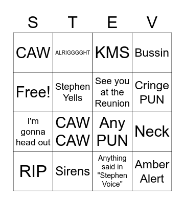 Stephen BINGO Card