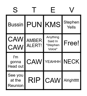 Stephen BINGO Card