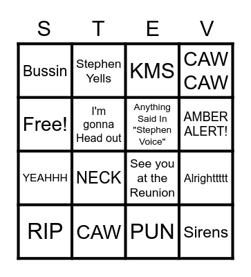 Stephen BINGO Card
