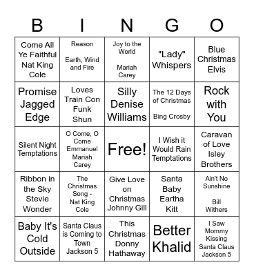 Jackson Holiday Bingo Card