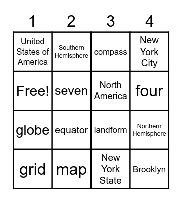 Geography Review Bingo Card