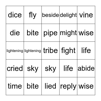long i Bingo Card