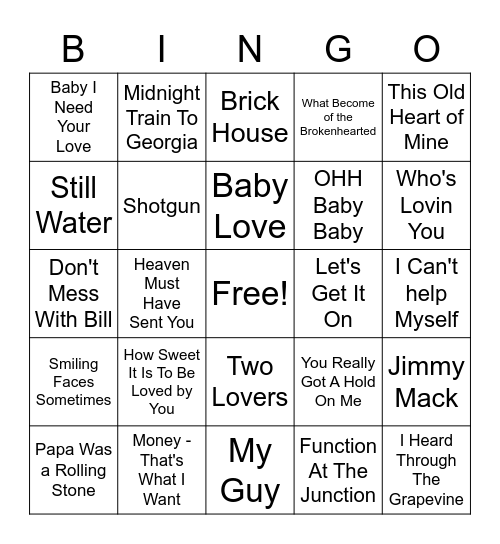 MOTOWN TROWDOWN BINGO Card