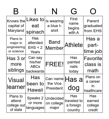CAP Camp Bingo Card