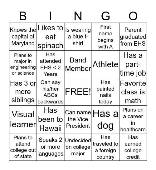 CAP Camp Bingo Card