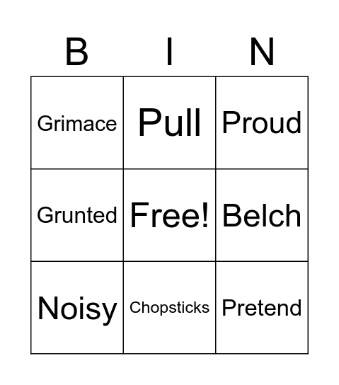 Fish Cheeks Vocabulary Bingo Card