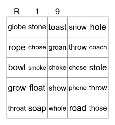 Red 19 Bingo Card