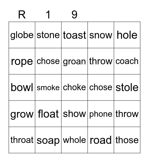 Red 19 Bingo Card